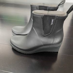 Tretorn Black Rain Boots - Wedge Heel